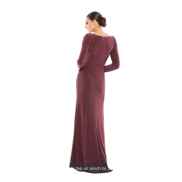 Ienna 55695 for MacDuggal purple mauve long sleeve gown dress size 10 - Picture 2 of 12